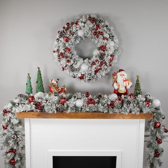 9ft. Pre-Lit Snowy Bristle Pine Artificial Christmas Garland